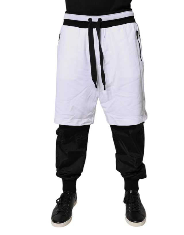 Dolce & Gabbana Black White Cotton Layered Sweatpants Pants - Hilstor