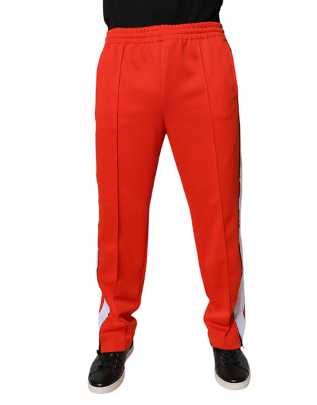 MSGM Red White Mid Waist Men Jogger Sweatpants Pants - Hilstor