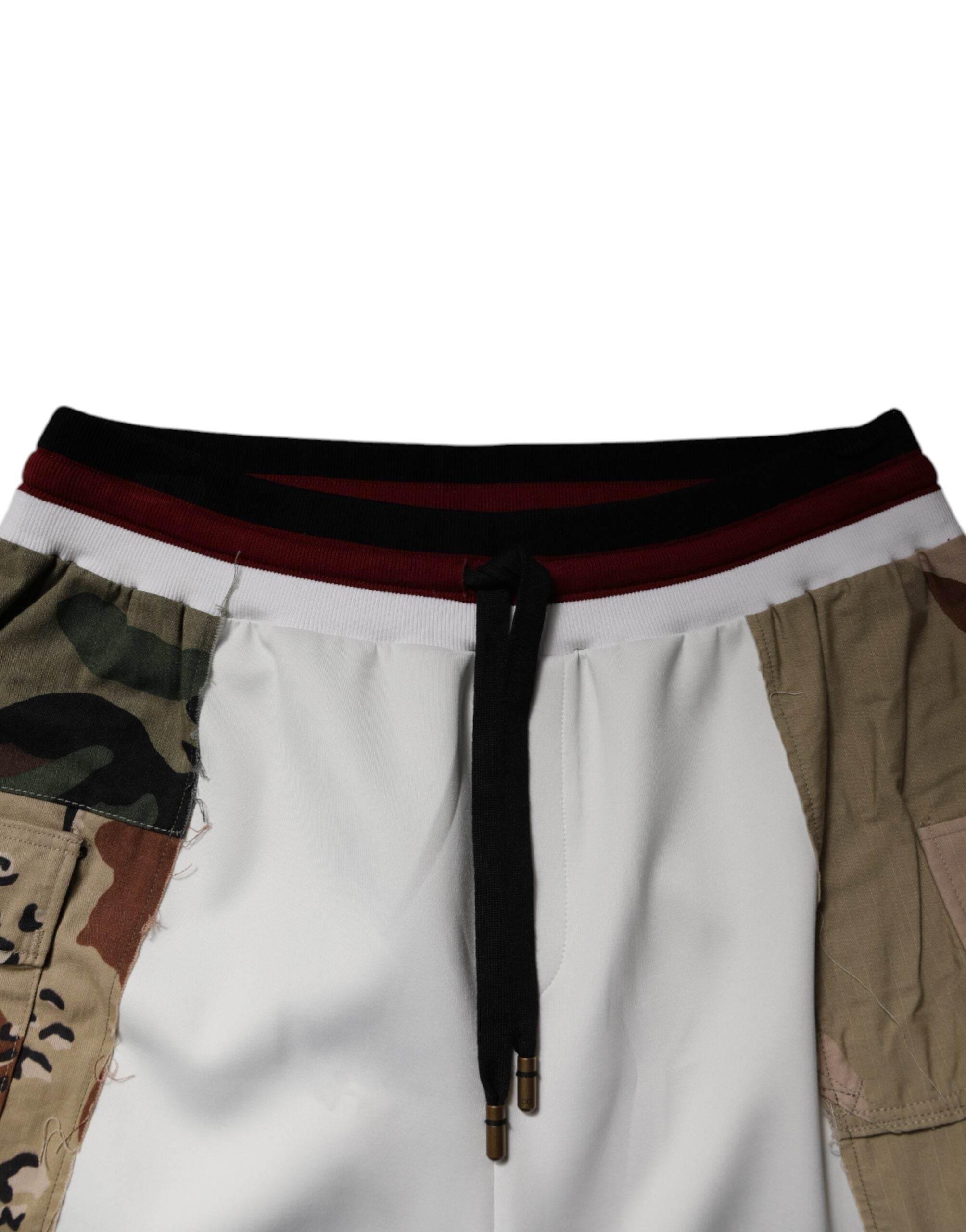 Dolce & Gabbana White Camouflage Patchwork Sweatpants Pants - Hilstor
