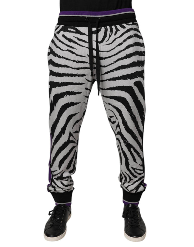 Dolce & Gabbana Black White Zebra Men Jogger Sweatpants Pants - Hilstor