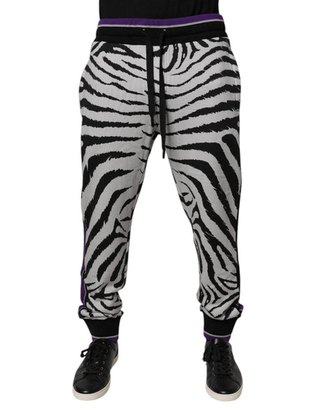 Dolce & Gabbana Black White Zebra Men Jogger Sweatpants Pants - Hilstor