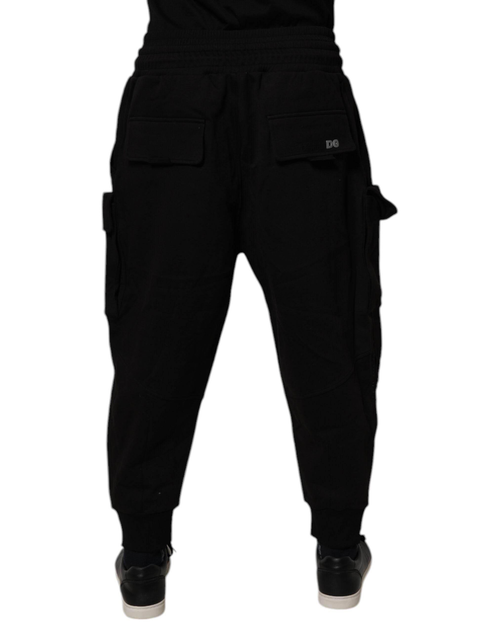 Dolce & Gabbana Black Cotton Men Cargo Jogger Sweatpants Pants - Hilstor