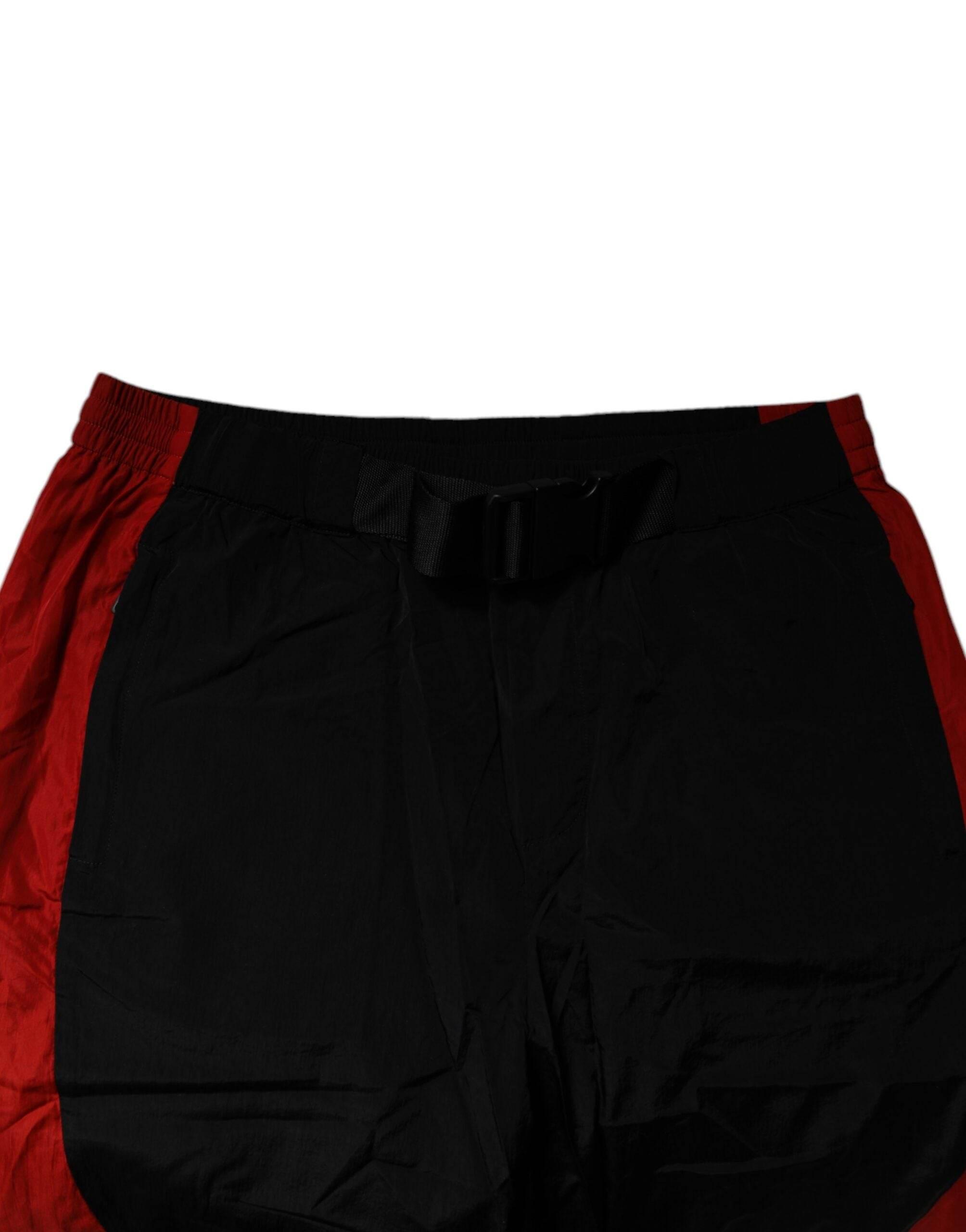 Dolce & Gabbana Black Red Leopard Jogger Sweatpants Pants - Hilstor