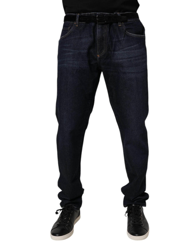 Dolce & Gabbana Dark Blue Cotton Stretch Skinny Denim Jeans - Hilstor