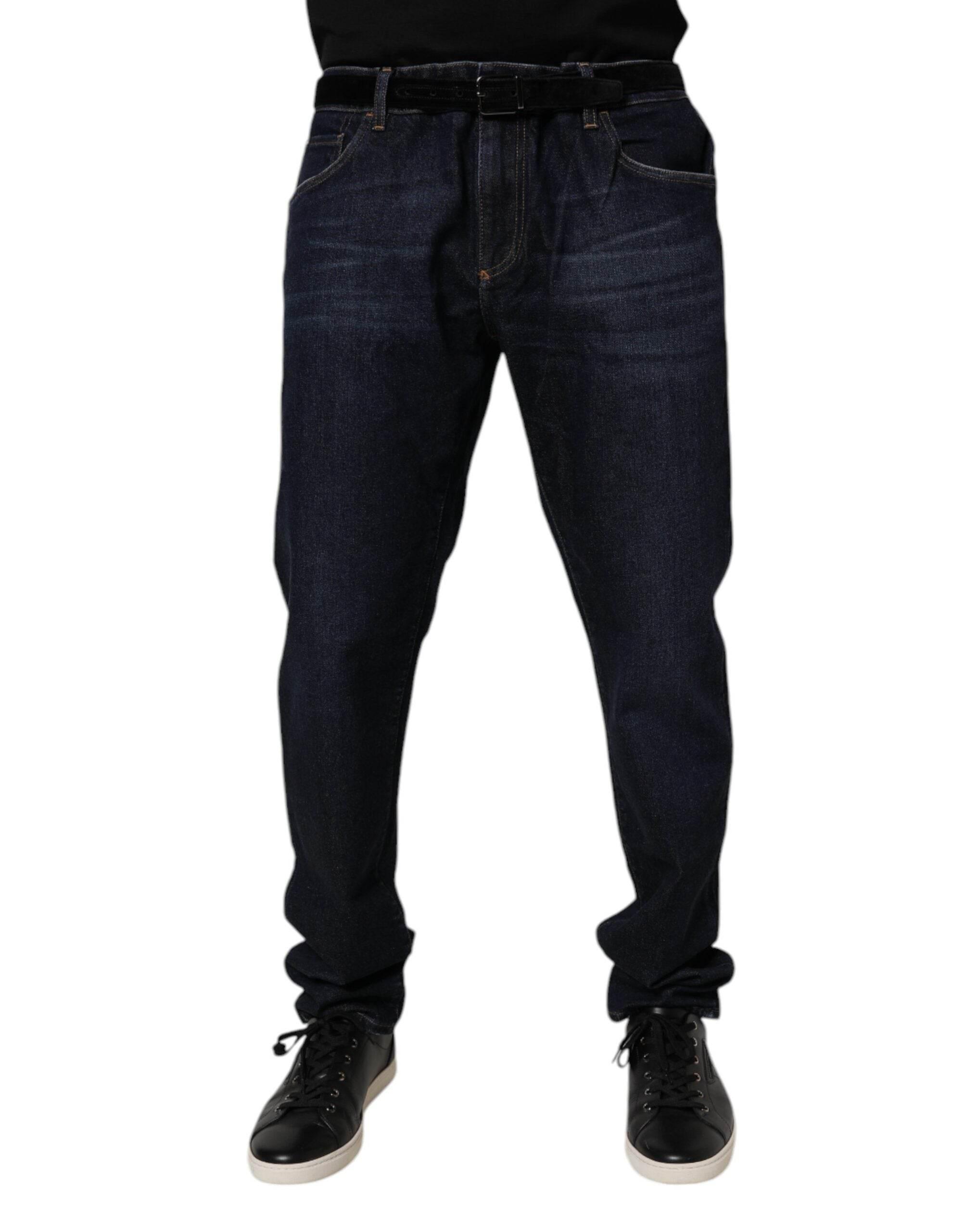 Dolce & Gabbana Dark Blue Cotton Stretch Skinny Denim Jeans - Hilstor