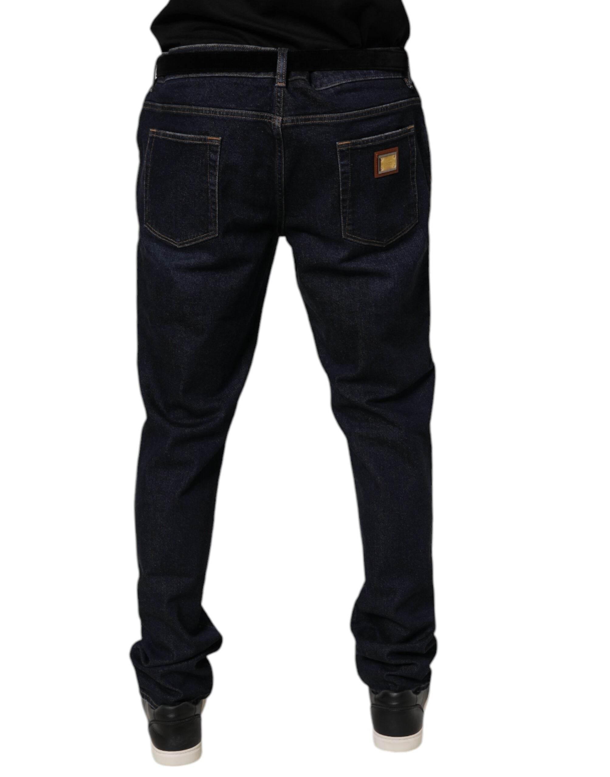 Dolce & Gabbana Dark Blue Cotton Stretch Skinny Denim Jeans - Hilstor