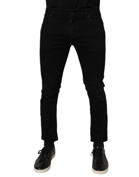 Dolce & Gabbana Black Cotton Stretch Skinny Men Denim Jeans - Hilstor
