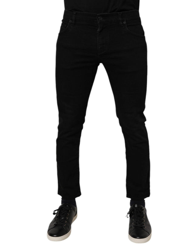 Dolce & Gabbana Black Cotton Stretch Skinny Men Denim Jeans - Hilstor