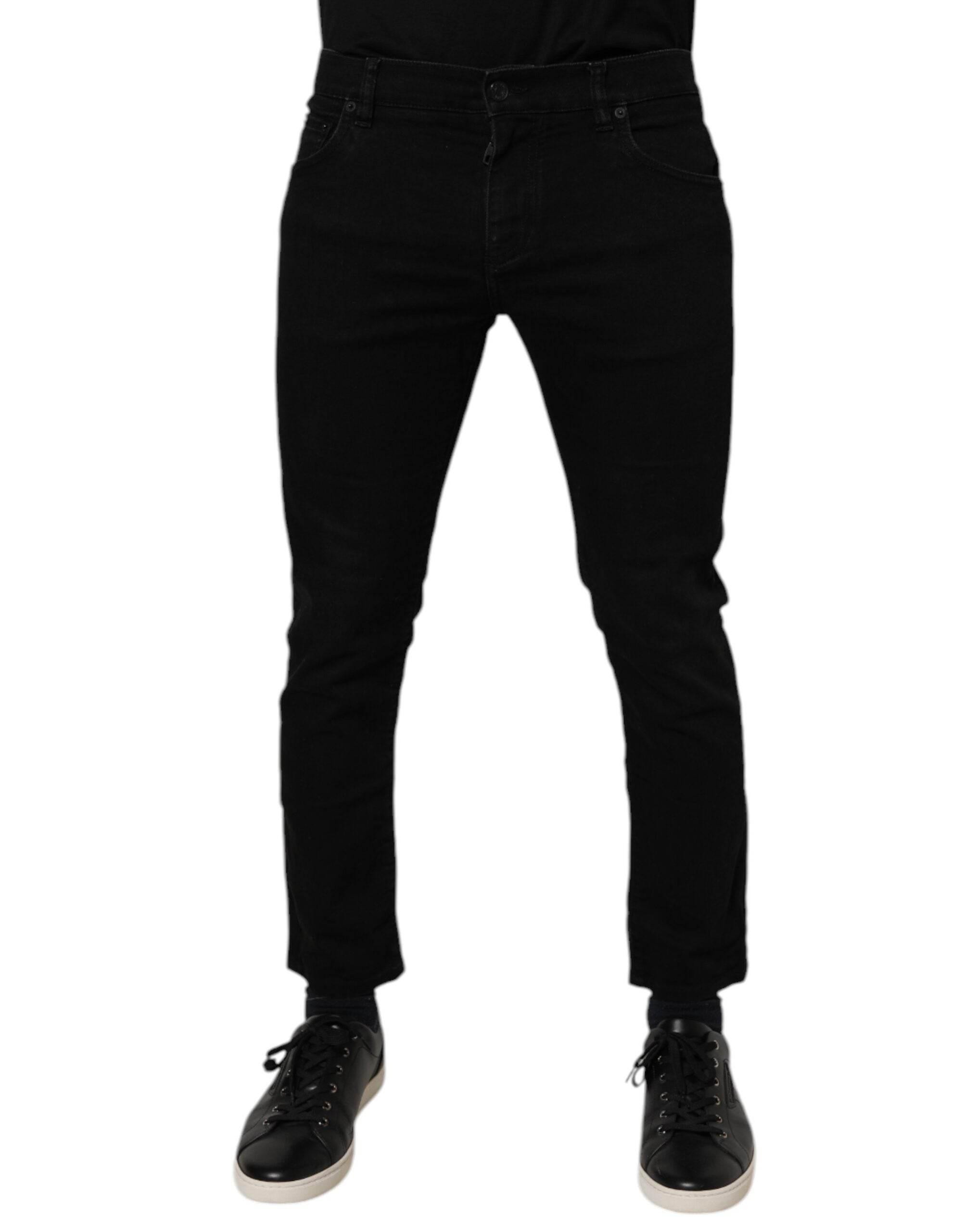 Dolce & Gabbana Black Cotton Stretch Skinny Men Denim Jeans - Hilstor