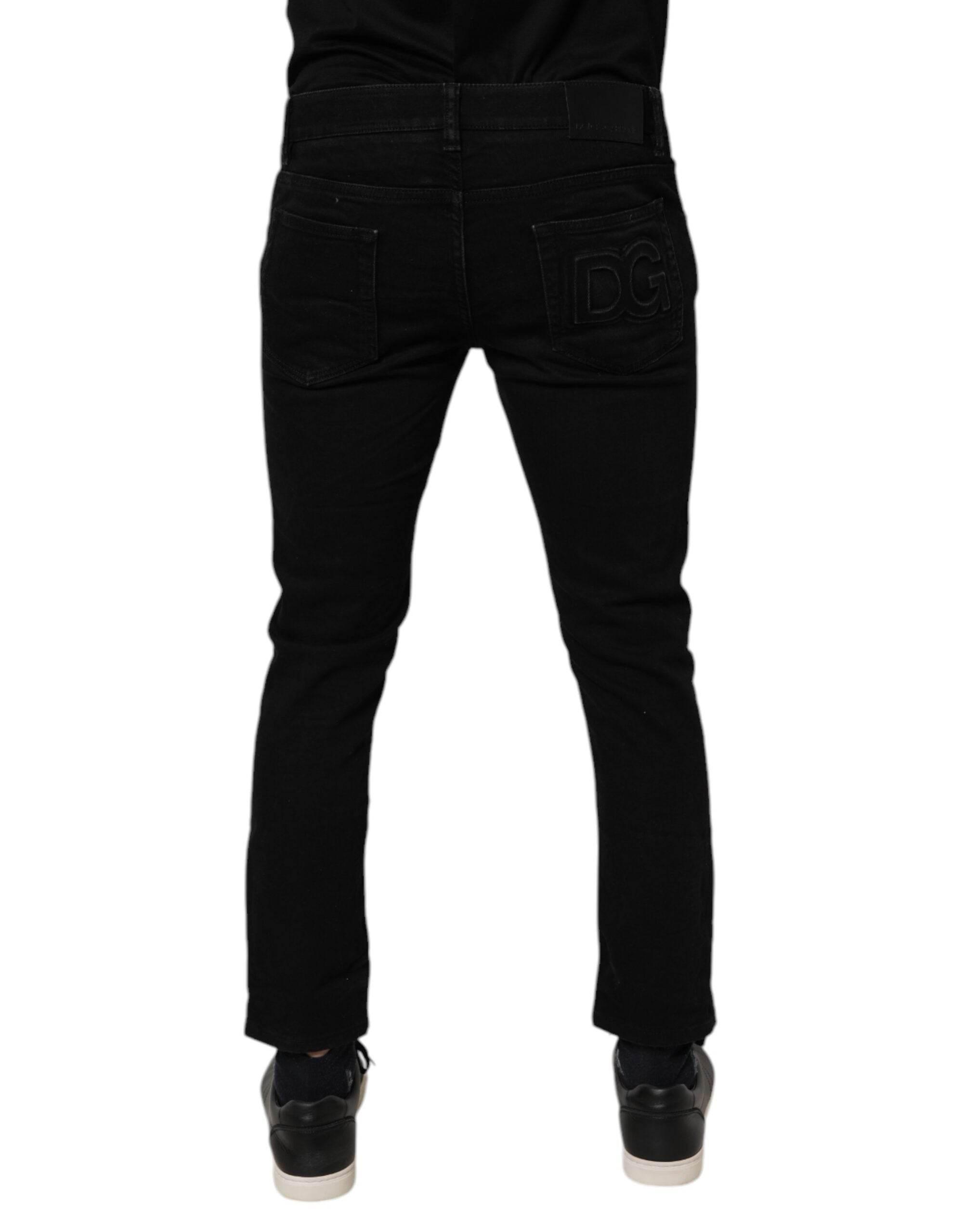 Dolce & Gabbana Black Cotton Stretch Skinny Men Denim Jeans - Hilstor