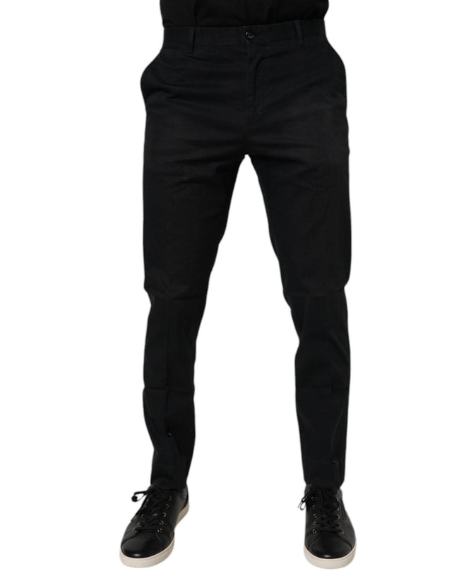 Dolce & Gabbana Black Cotton Stretch Skinny Dress Formal Pants - Hilstor