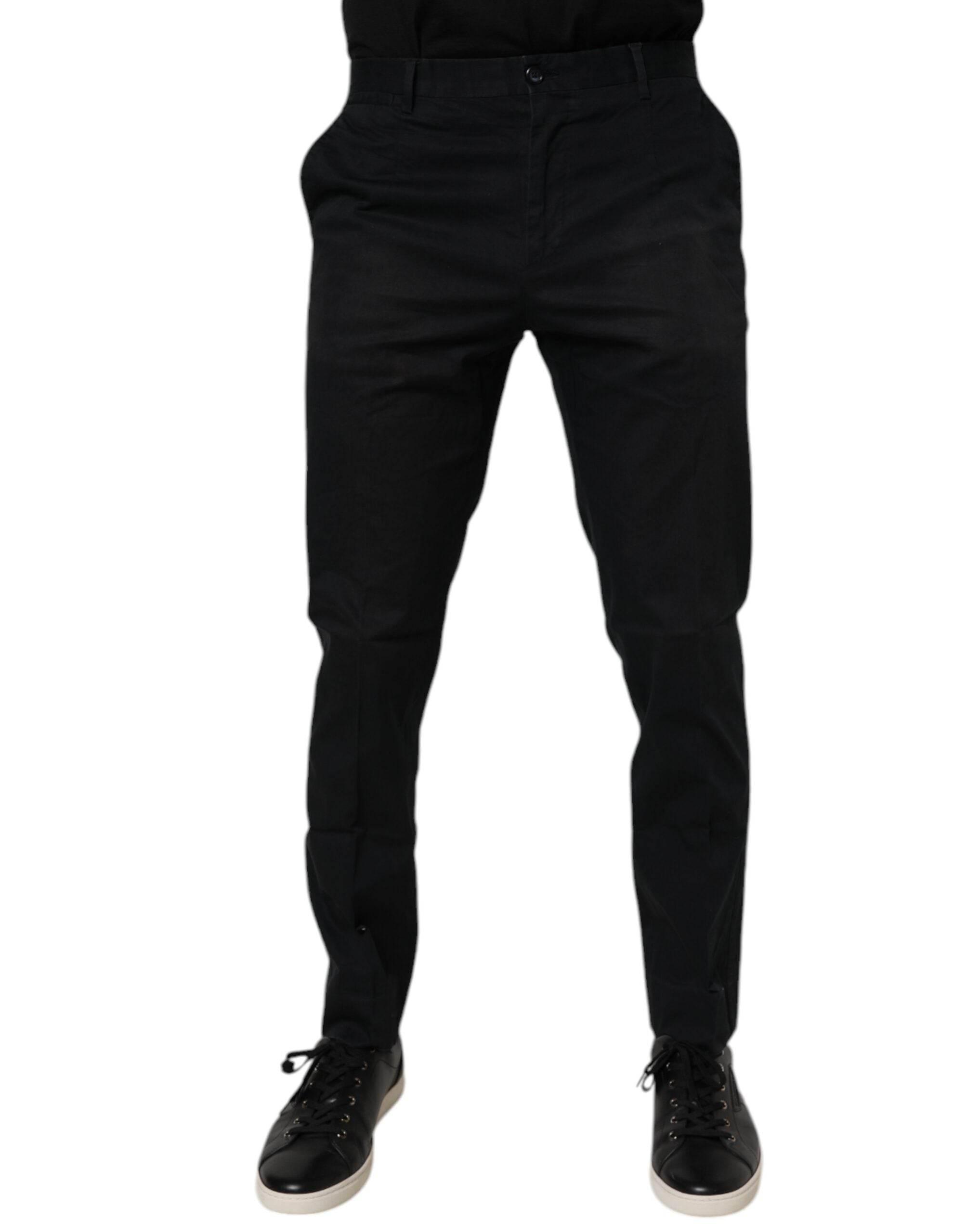 Dolce & Gabbana Black Cotton Stretch Skinny Dress Formal Pants - Hilstor