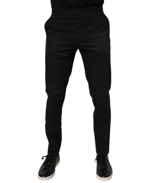 Dolce & Gabbana Black Cotton Stretch Skinny Dress Formal Pants - Hilstor