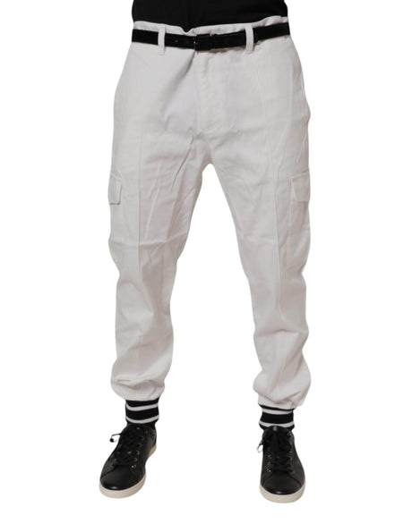 Dolce & Gabbana White Cotton Jogger Cargo Skinny Pants - Hilstor