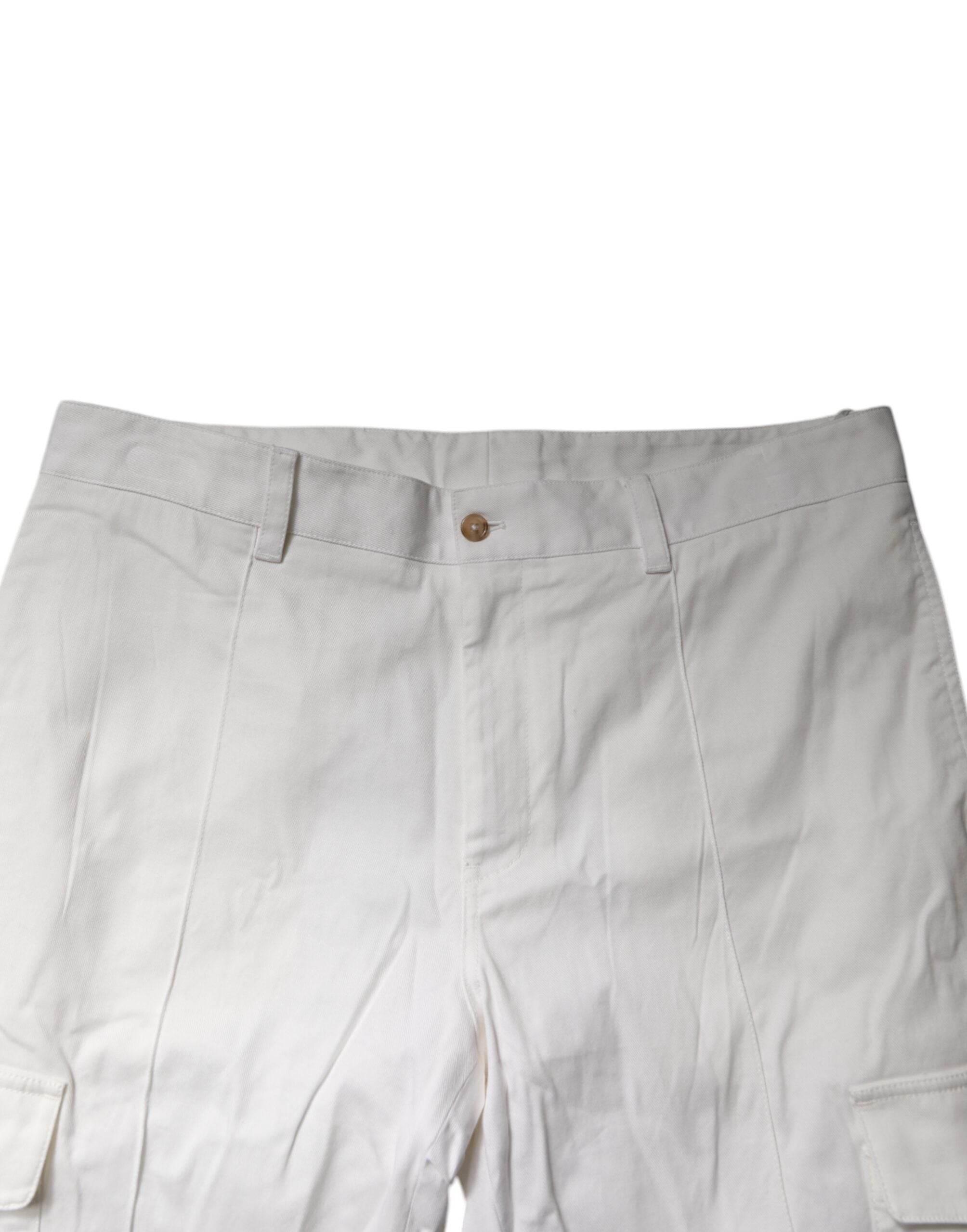 Dolce & Gabbana White Cotton Jogger Cargo Skinny Pants - Hilstor