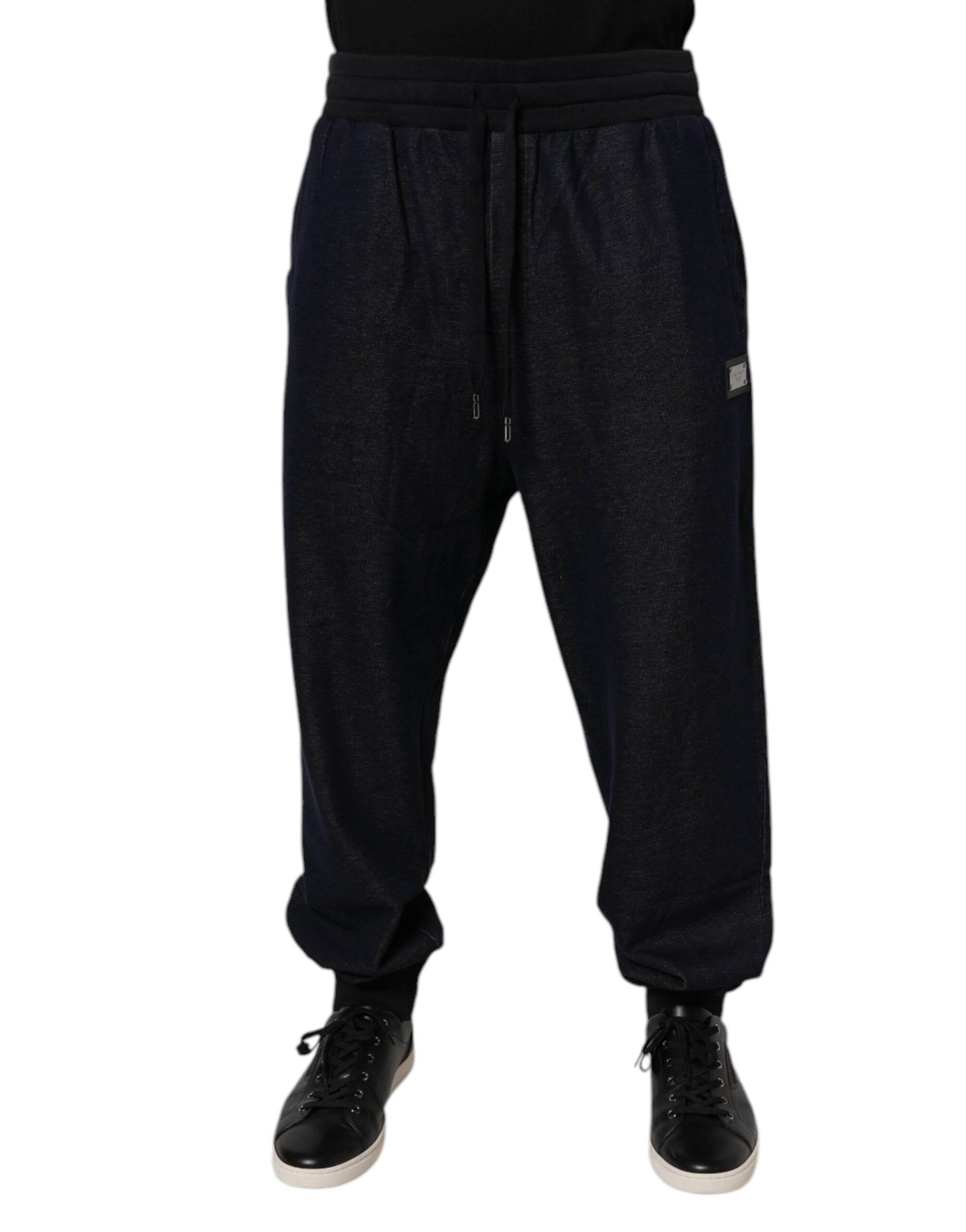 Dolce & Gabbana Black Jacquard Cotton Jogger Sweatpants Pants - Hilstor