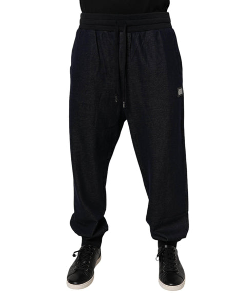 Dolce & Gabbana Black Jacquard Cotton Jogger Sweatpants Pants - Hilstor