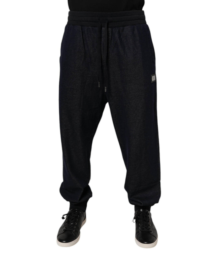 Dolce & Gabbana Black Jacquard Cotton Jogger Sweatpants Pants - Hilstor