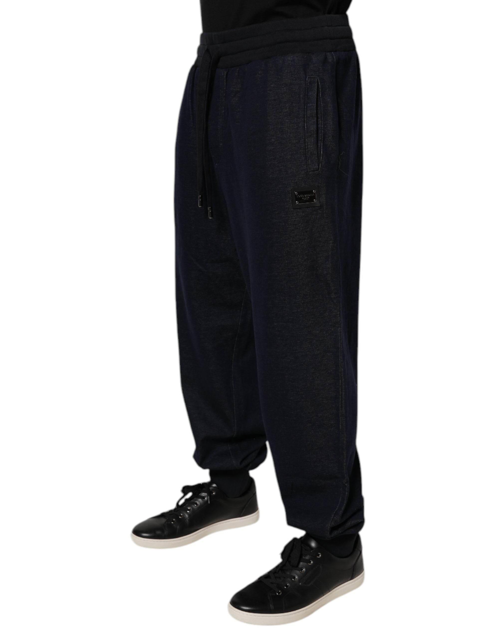 Dolce & Gabbana Black Jacquard Cotton Jogger Sweatpants Pants - Hilstor