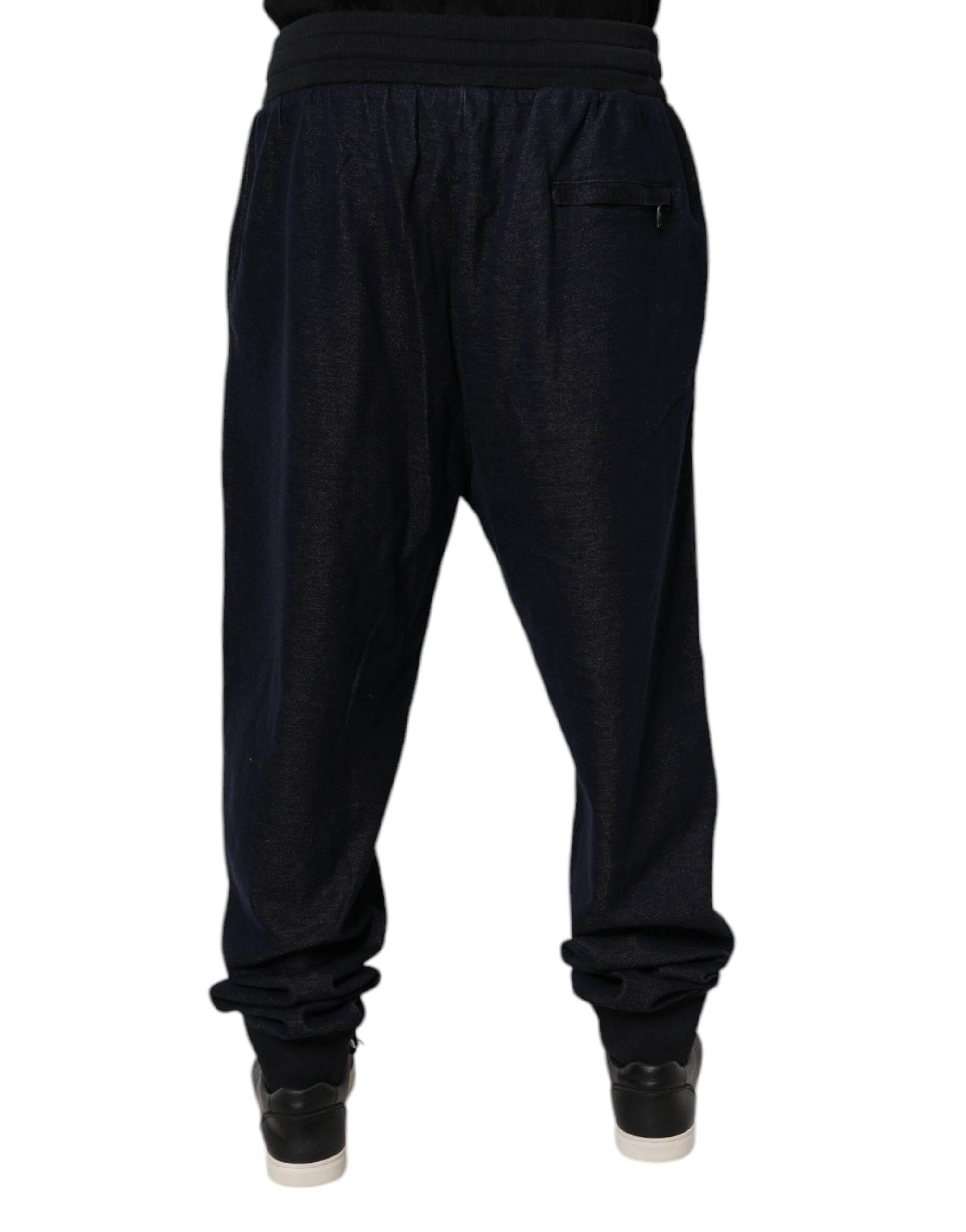 Dolce & Gabbana Black Jacquard Cotton Jogger Sweatpants Pants - Hilstor