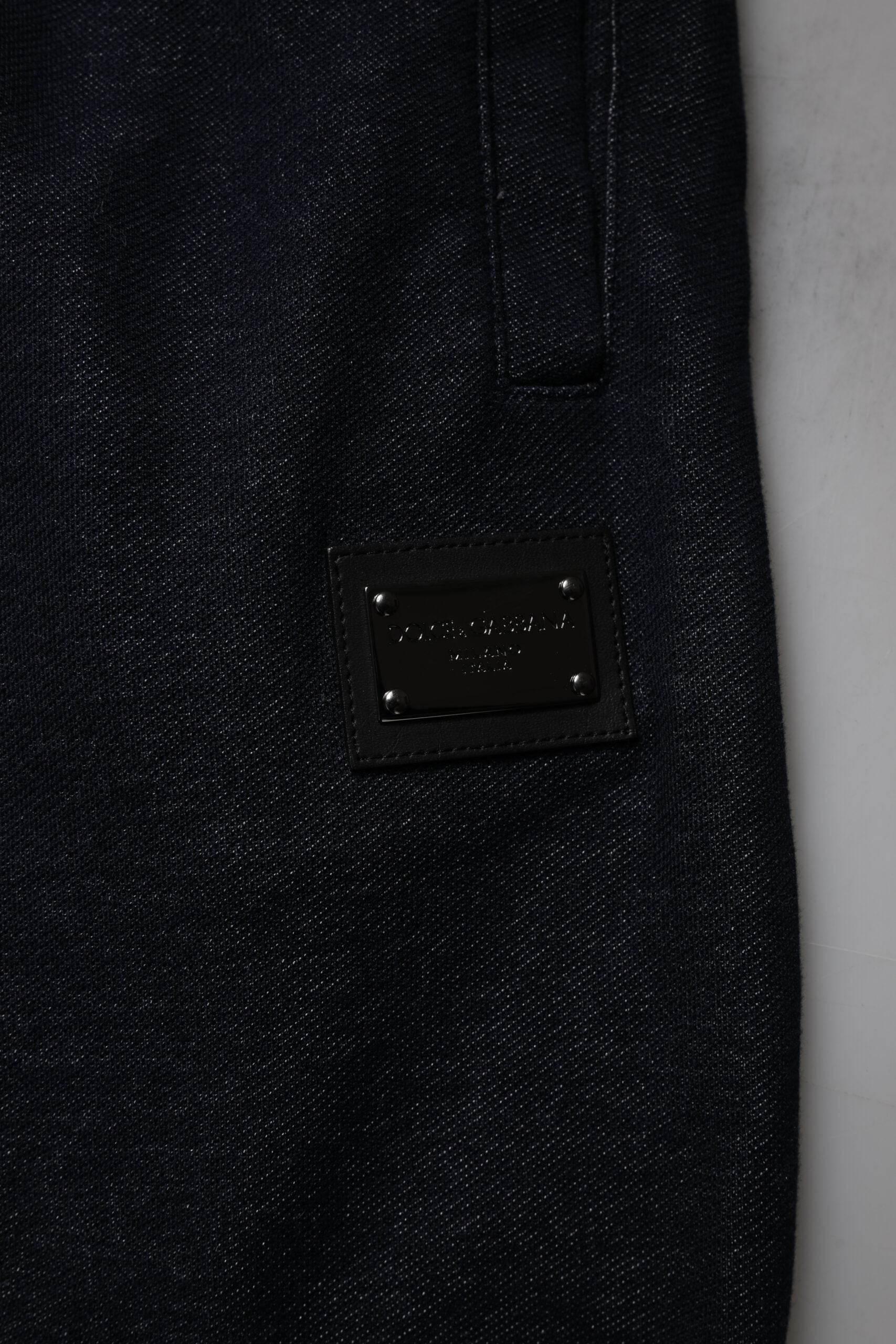 Dolce & Gabbana Black Jacquard Cotton Jogger Sweatpants Pants - Hilstor