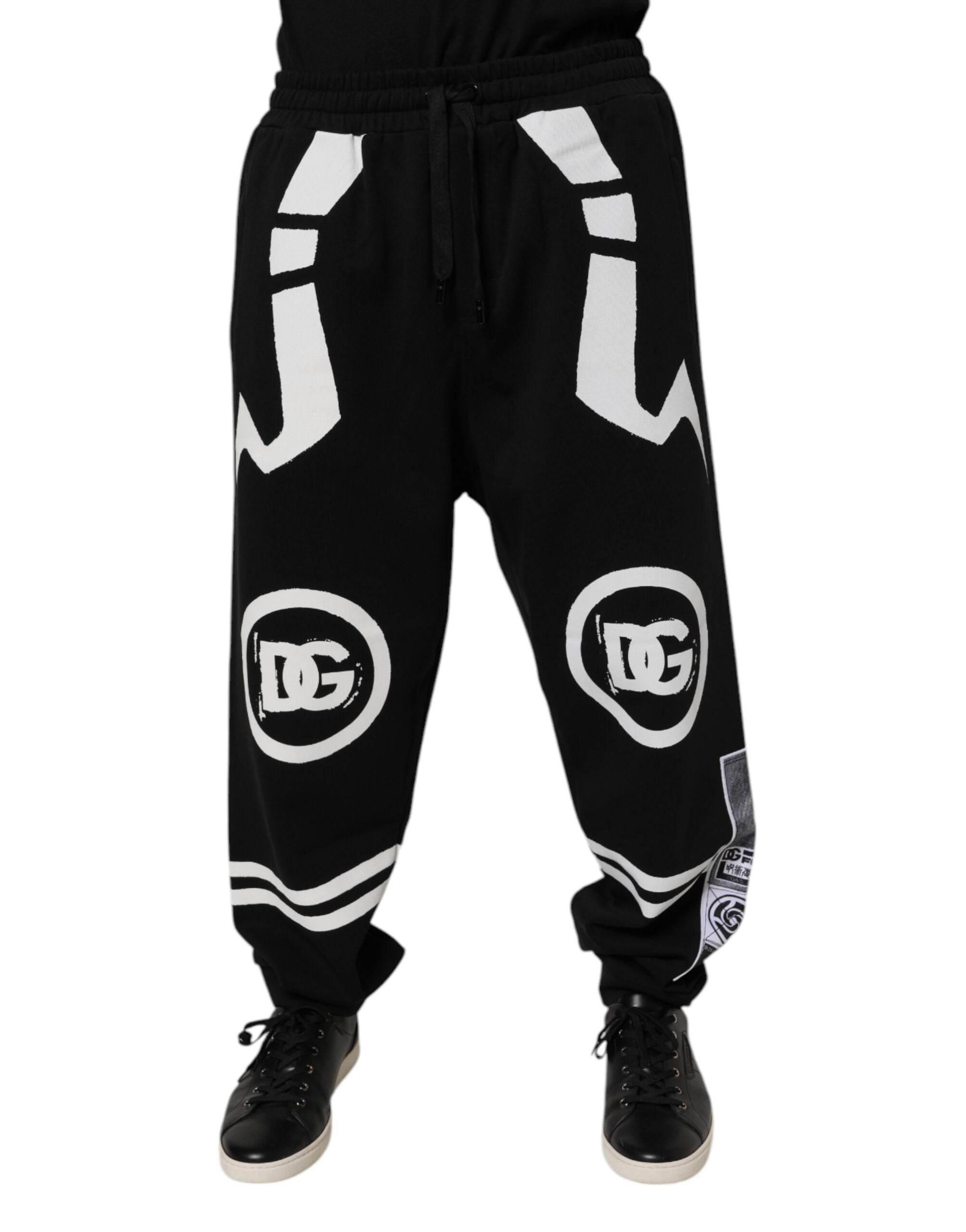 Dolce & Gabbana Black Logo Cotton Jogger Sweatpants Pants - Hilstor
