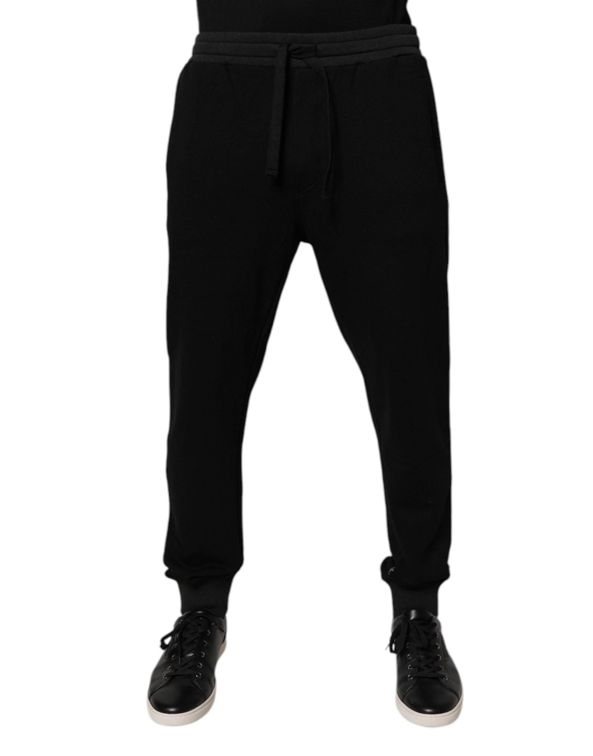 Dolce & Gabbana Black Logo Men Jogger Cotton Sweatpants Pants - Hilstor