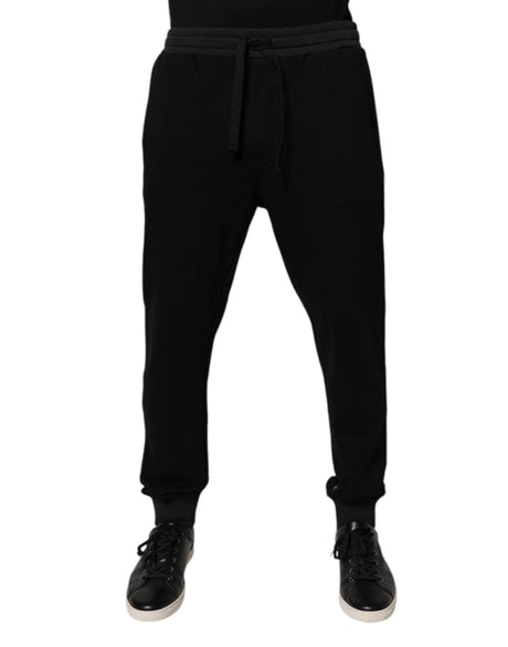 Dolce & Gabbana Black Logo Men Jogger Cotton Sweatpants Pants - Hilstor