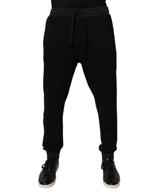Dolce & Gabbana Black Logo Men Jogger Cotton Sweatpants Pants - Hilstor