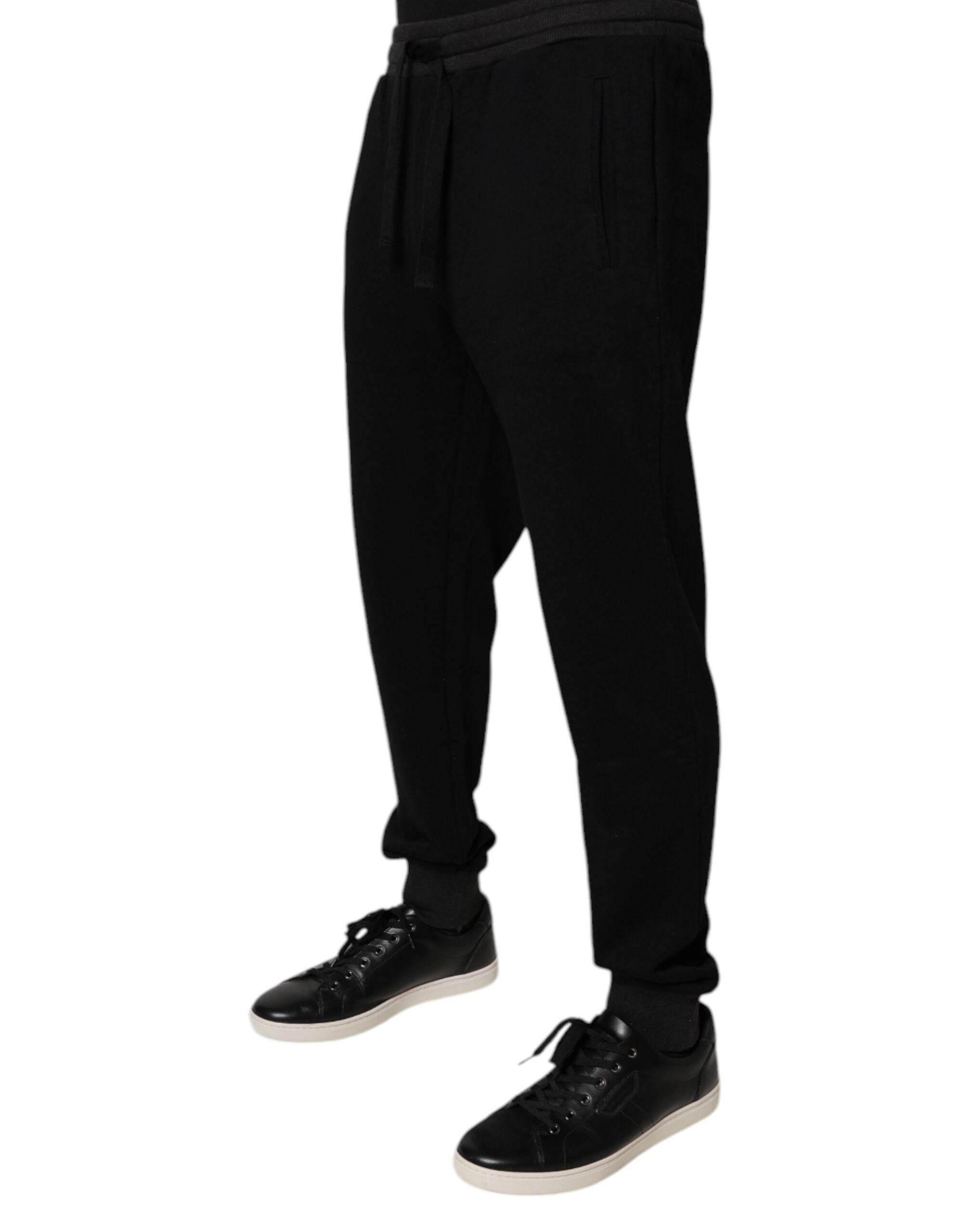 Dolce & Gabbana Black Logo Men Jogger Cotton Sweatpants Pants - Hilstor