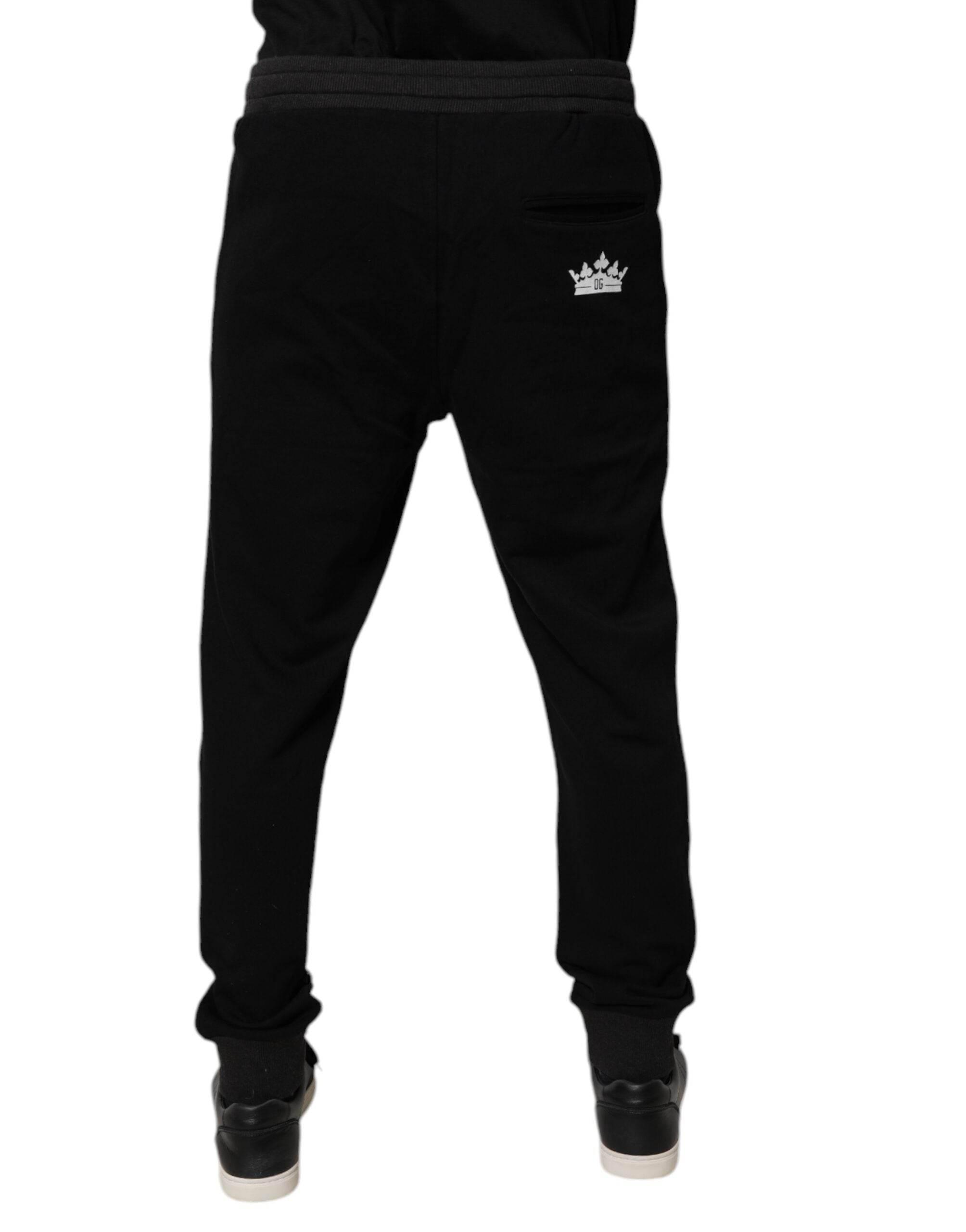Dolce & Gabbana Black Logo Men Jogger Cotton Sweatpants Pants - Hilstor