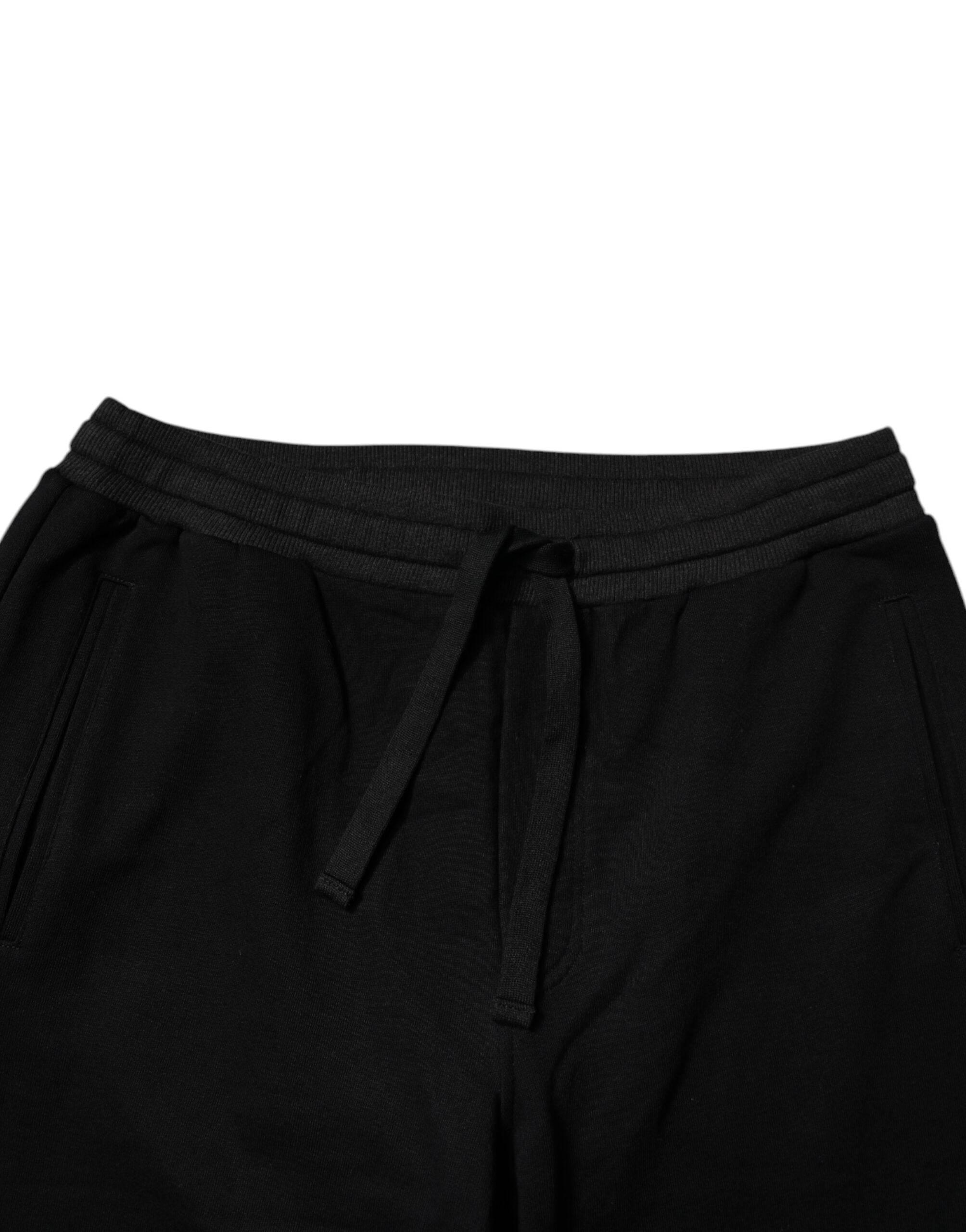 Dolce & Gabbana Black Logo Men Jogger Cotton Sweatpants Pants - Hilstor