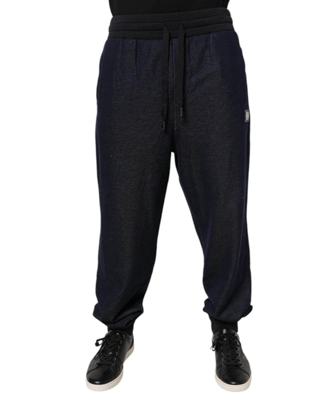 Dolce & Gabbana Black Jacquard Jogger Men Sweatpants Pants - Hilstor