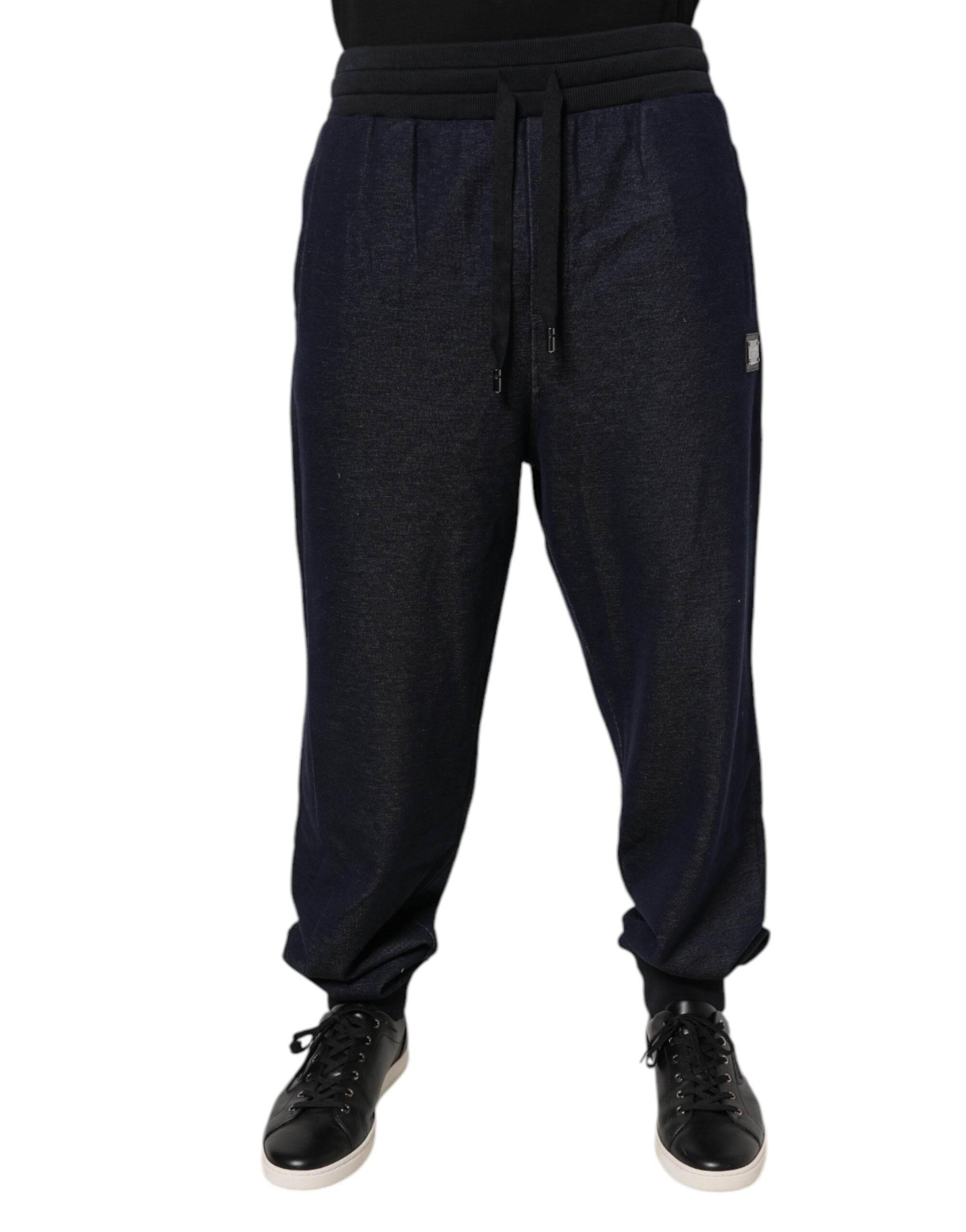 Dolce & Gabbana Black Jacquard Jogger Men Sweatpants Pants - Hilstor