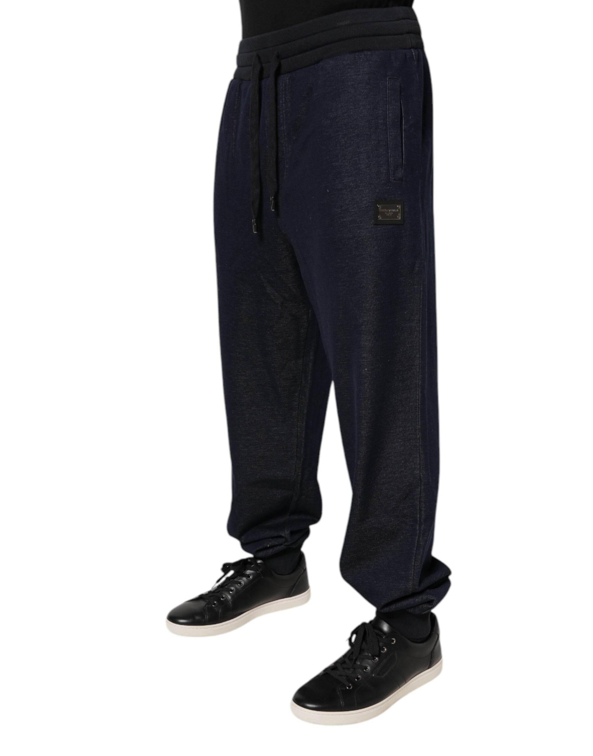 Dolce & Gabbana Black Jacquard Jogger Men Sweatpants Pants - Hilstor