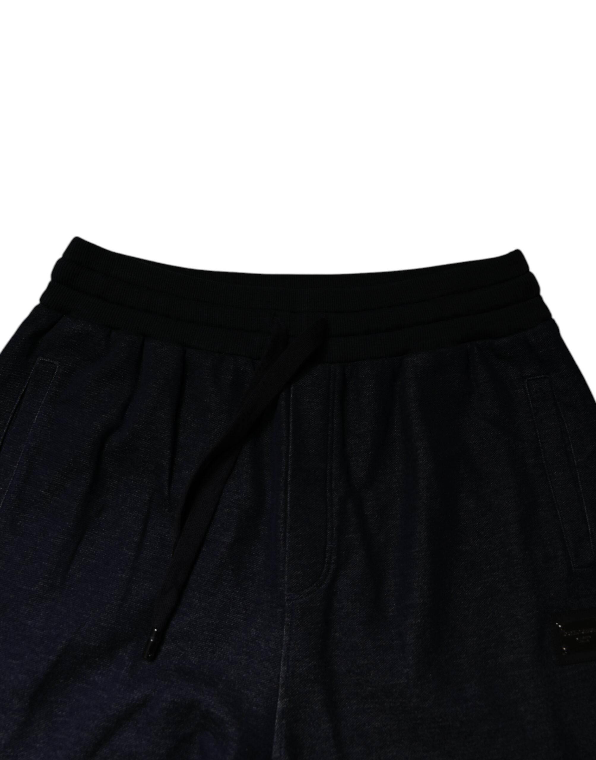 Dolce & Gabbana Black Jacquard Jogger Men Sweatpants Pants - Hilstor