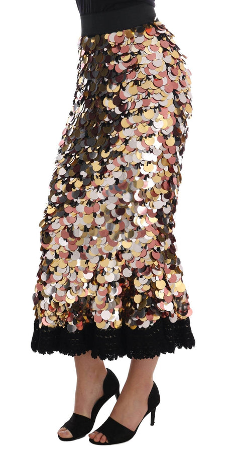 Dolce & Gabbana Sequin Embellished High-Waist Pencil Skirt - Hilstor
