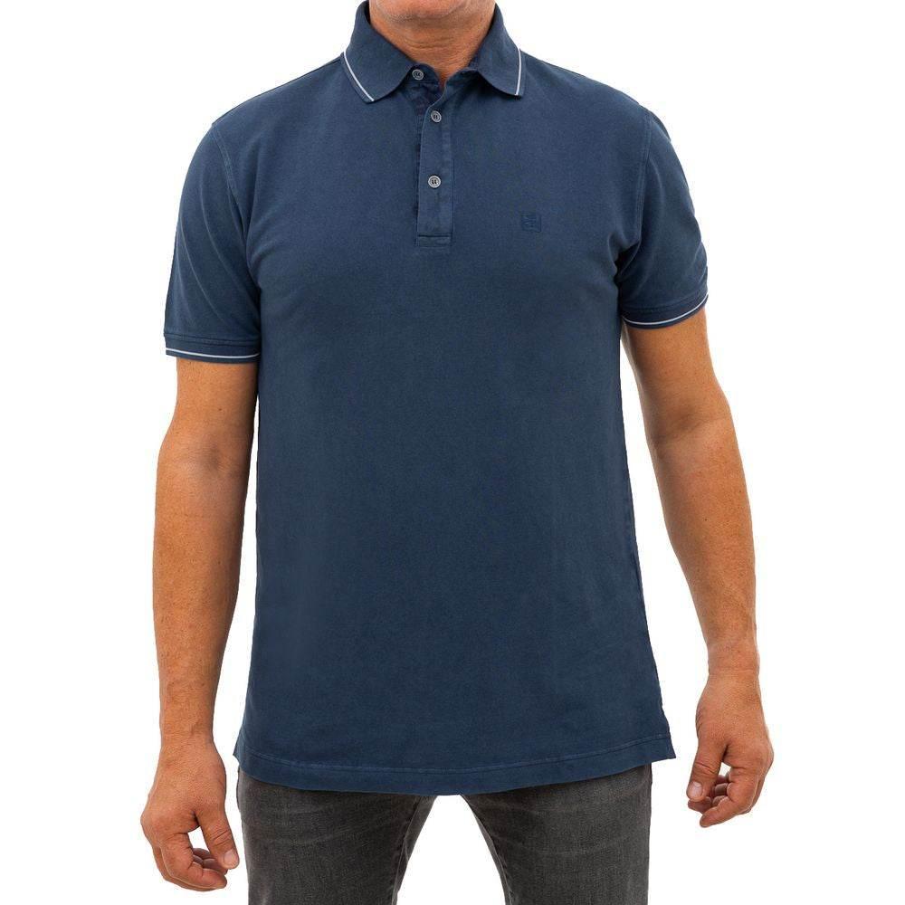 Corneliani Navy Blue Cotton Polo Shirt - Hilstor