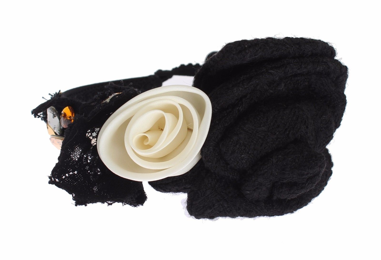 Dolce &amp; Gabbana Diadem Pandebånd Tiara Hvid Rose Krystal Hår Guld