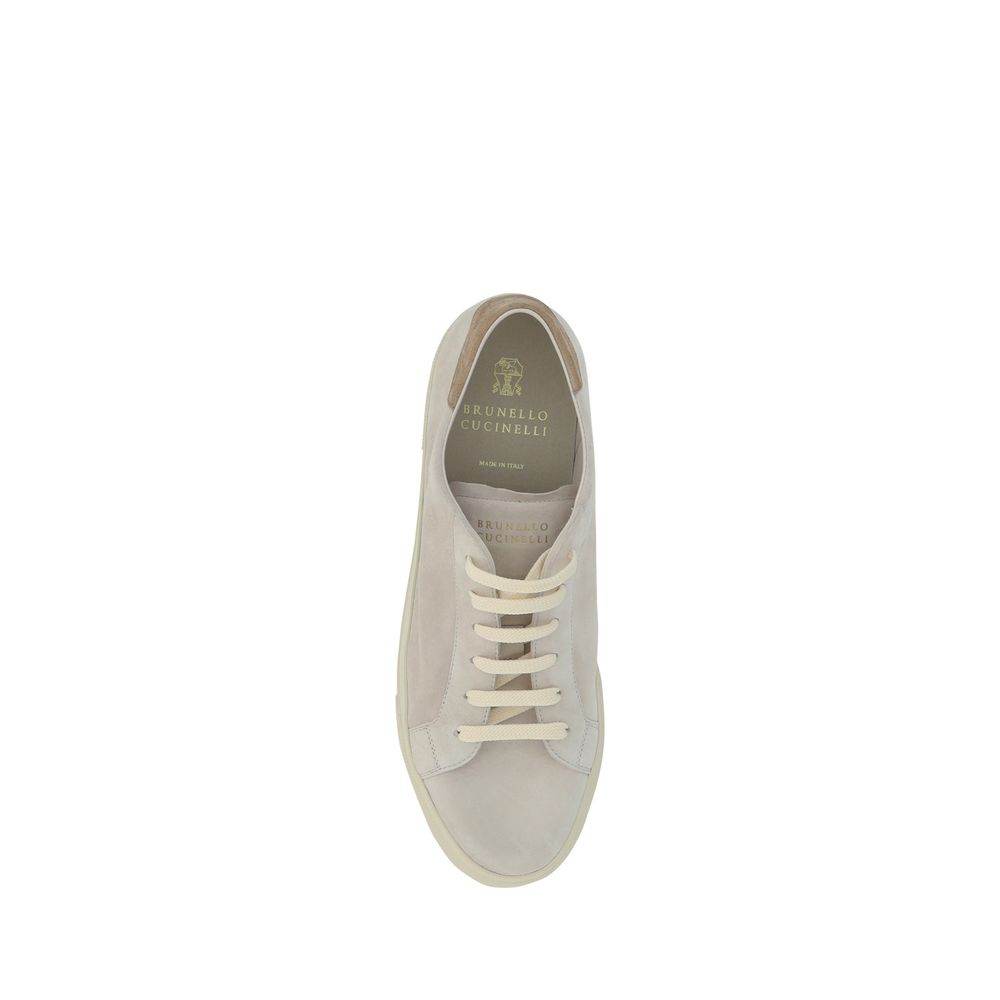 Brunello Cucinelli Cream White Leather Sneakers - Hilstor