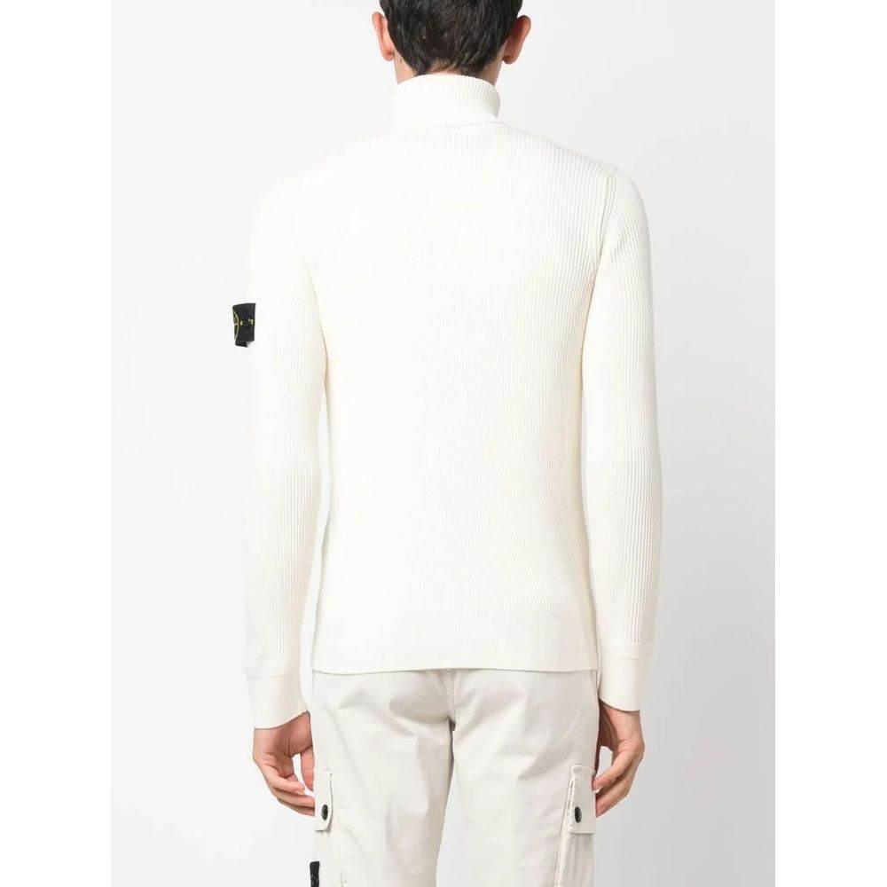 Stone Island White Wool Sweater