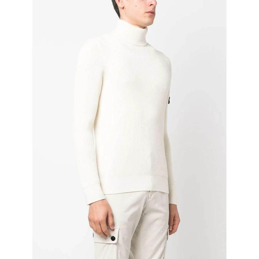 Stone Island White Wool Sweater