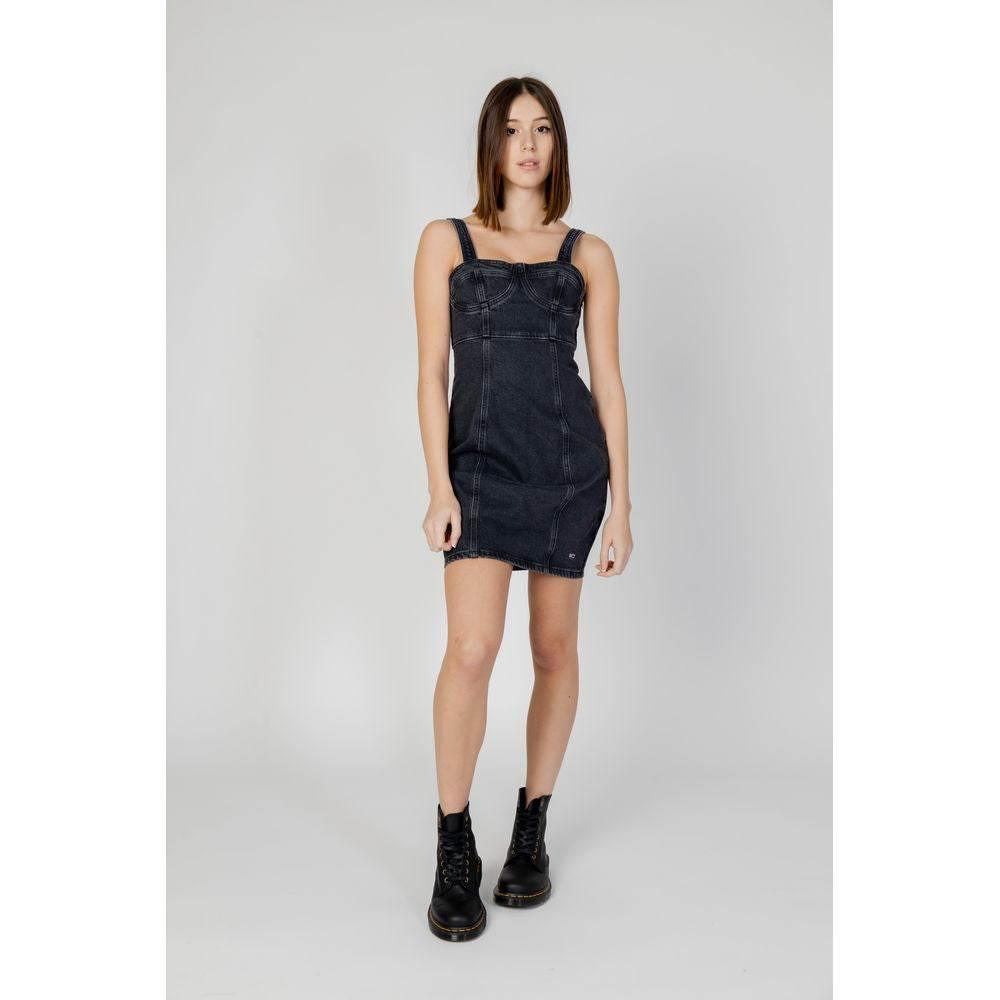 Tommy Hilfiger Jeans Black Recycled Cotton Dress - Hilstor