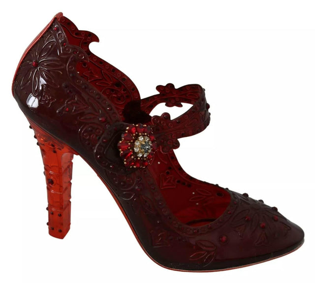Dolce & Gabbana Red Floral Crystal Heels CINDERELLA Shoes - Hilstor