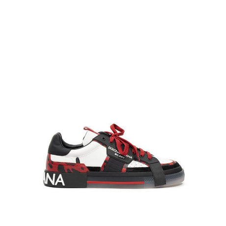 Dolce & Gabbana Black And White Leather Sneaker - Hilstor