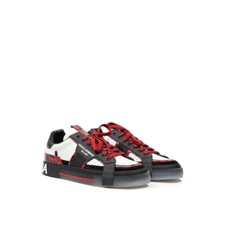 Dolce & Gabbana Black And White Leather Sneaker - Hilstor