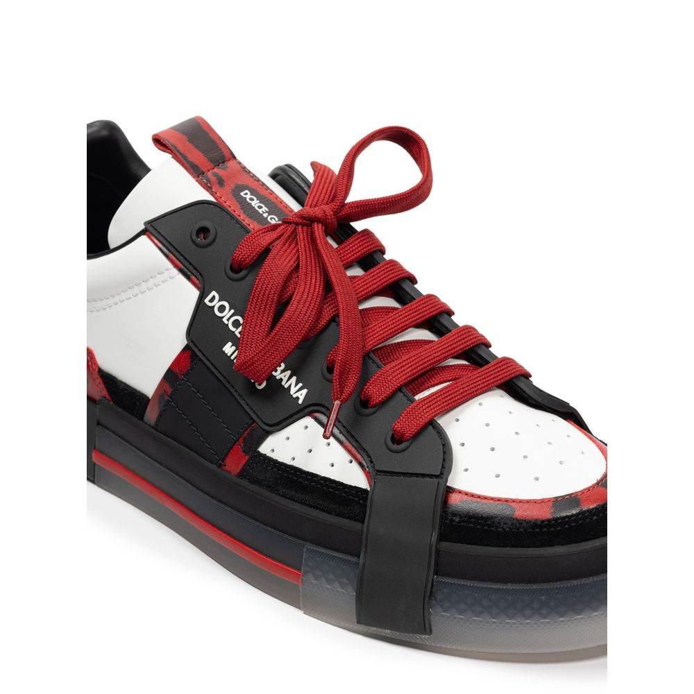 Dolce & Gabbana Black And White Leather Sneaker - Hilstor