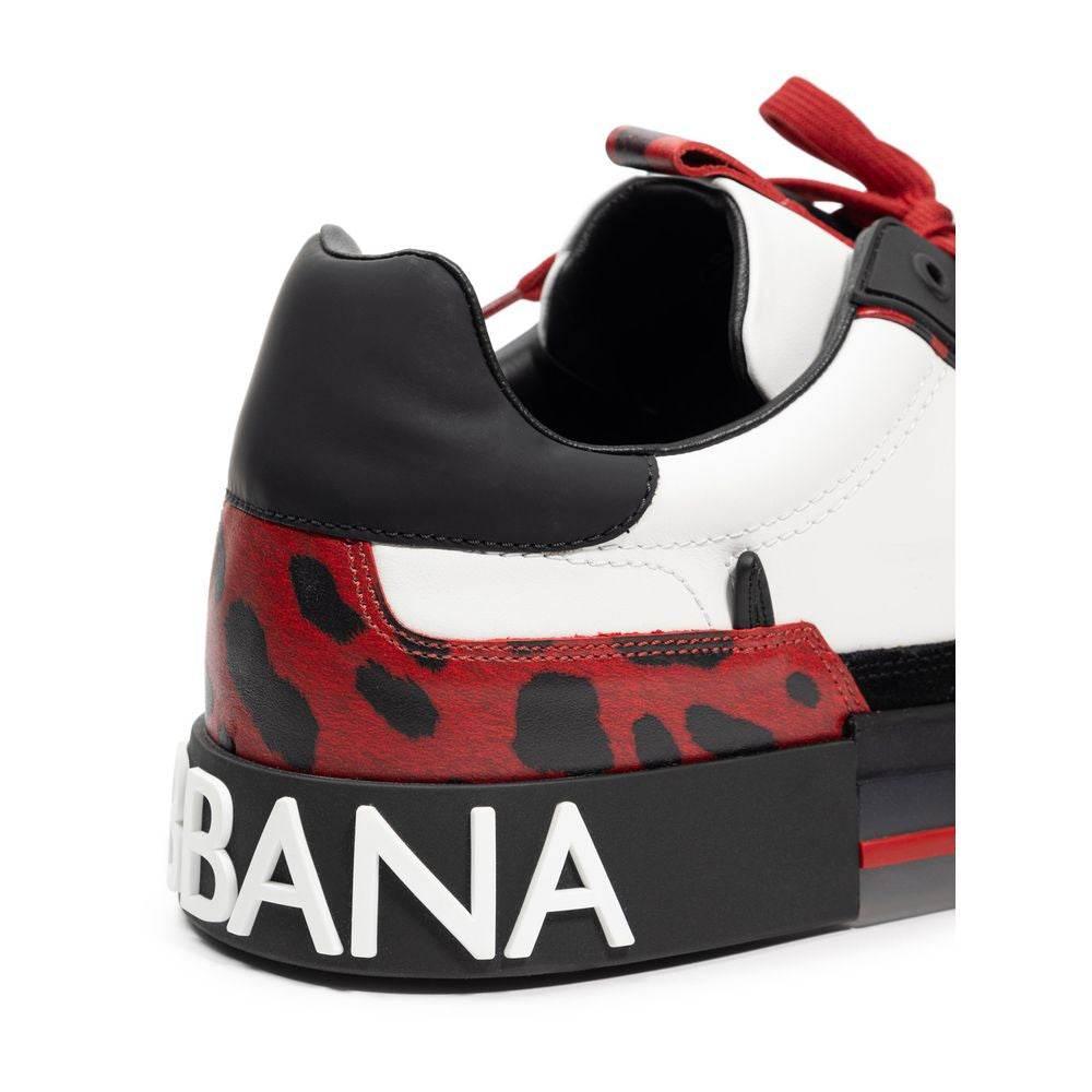 Dolce & Gabbana Black And White Leather Sneaker - Hilstor