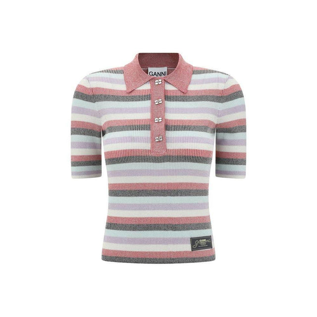 Ganni Striped Polo Top - Hilstor
