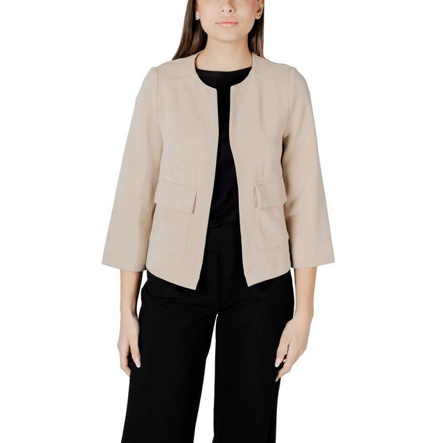 Street One Beige Modal Jackets & Coat - Hilstor